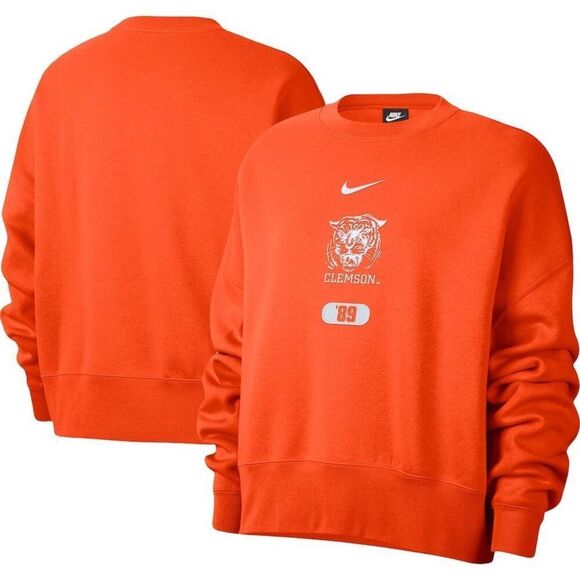 Clemson Tigers Nike Women's Vault Every Day Fleece Pullover Sweatshirt Orange Si - Picture 1 of 6